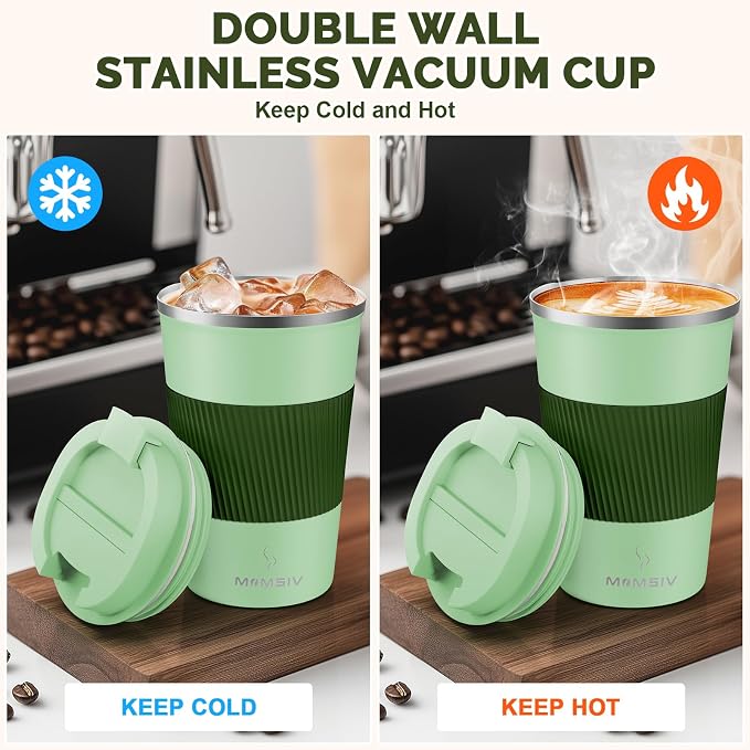 MOMSIV 12oz Travel Coffee Mug, Insulated Coffee Cup - Image 3