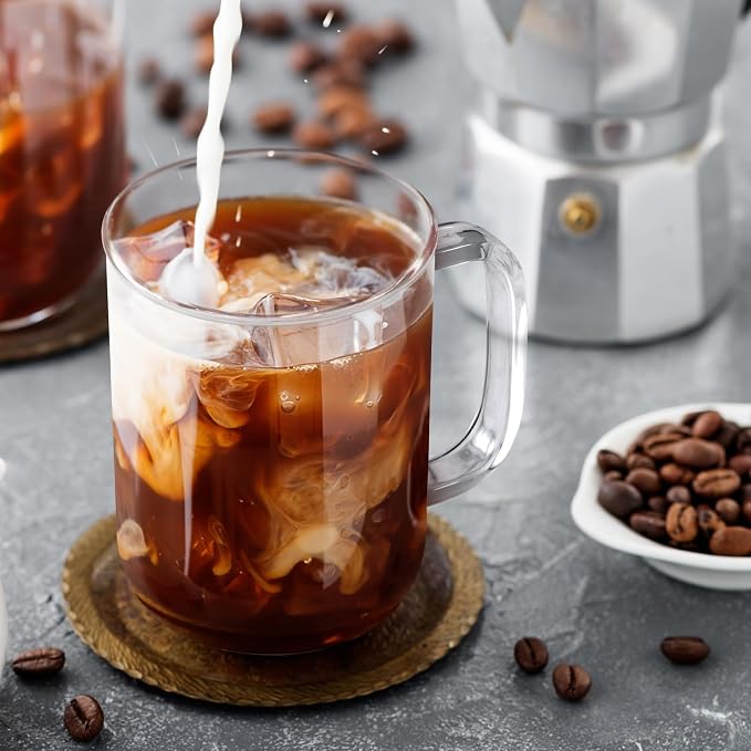 Glass Coffee Mugs, 12 oz iced coffee cups, Glass Mugs - Image 3