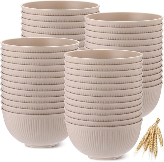 Eccliy 24 Pcs Wheat Straw Bowl Sets, Unbreakable Cereal Bowl 24 oz, Microwave and Dishwasher Safe Bowls for Cereal, Salad, Snack and Soup, Winter Style(Beige)