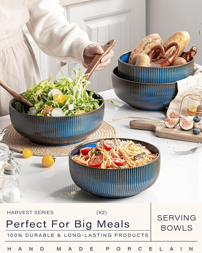 getstar Large Serving Bowls Ceramic Salad Bowl Set of 2, 8 Inch & 60 fl oz - Image 2
