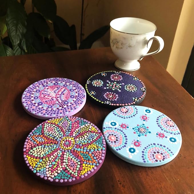 GNIEMCKIN 60 Pieces 4 Inch Round Blank Ceramic Coasters, Unglazed Ceramic Tiles - Image 5