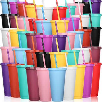 Honeydak 100 Pack Tumbler with Straw and Lid Bulk Cups by Honeydak