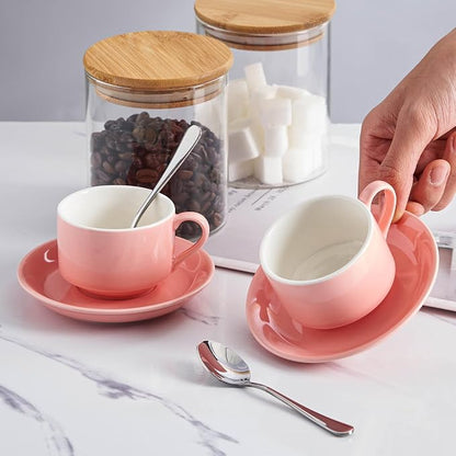 2.5 OZ Stackable Espresso Cups Set of 4, Porcelain Espresso Cups | White Coffee - Image 5