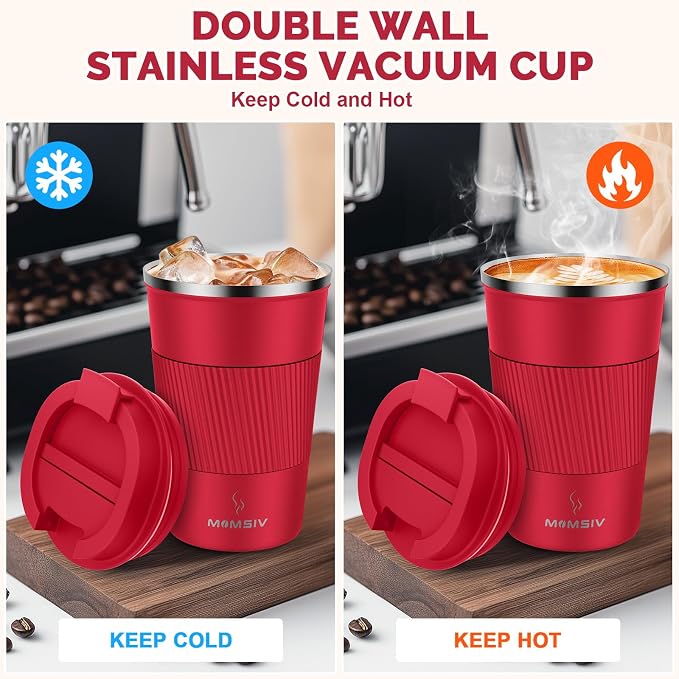 MOMSIV 12oz Travel Coffee Mug, Insulated Coffee Cup - Image 3