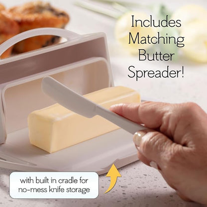 Flip Top Butter Dish with Attached Lid & Matching Knife - Image 3