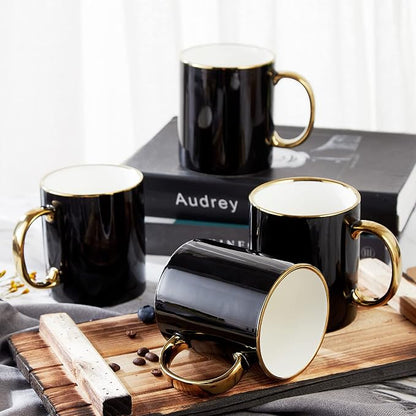 DUJUST Black Coffee Mug Set of 4, Modern & Stylish Design by DUJUST