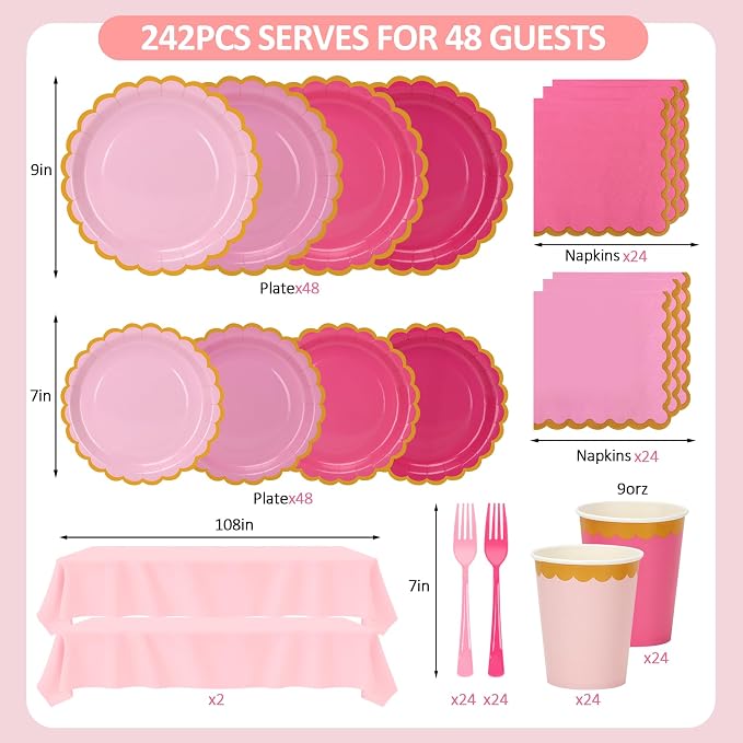 Pink Plates and Napkins Party Supplies - Image 2