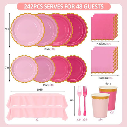 Pink Plates and Napkins Party Supplies - Image 2
