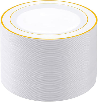 PULOTE 100PCS Gold Plastic Plates by PULOTEpartywareWesupplyproductsandyouenjoylife