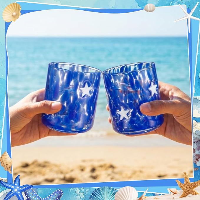 Skylety 2 Pcs Star Icon Juice Glasses 14 oz Stemless Wine Drinking Juice Glass - Image 3