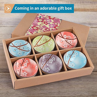 Ceramic Rice Bowls 10 oz, Sakura Bowl Gift Set - Image 5