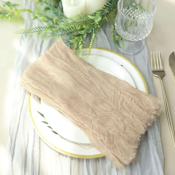 Efavormart 5 Pack 24"x19" Beige Matte Gauze Cheesecloth Napkins, Sandy Cotton - Image 2