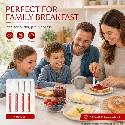 4PCS Stainless Steel Butter Knives Set: 6.3 Inch Cheese Spreader 304 Stainless - Image 5