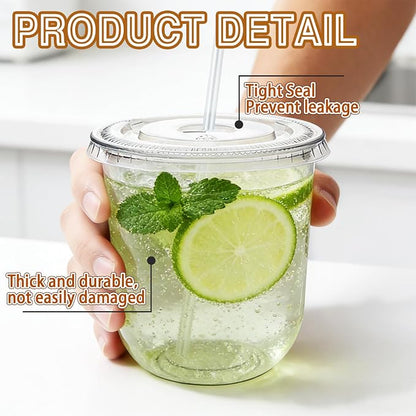 Alaeseje 100 Pack 12 oz Clear Plastic Iced Coffee Cups - Image 3