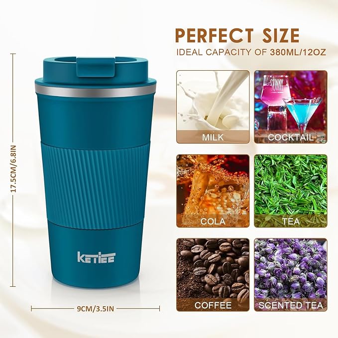 KETIEE Travel Coffee Mug 12oz: Insulated Coffee Cup - Image 3
