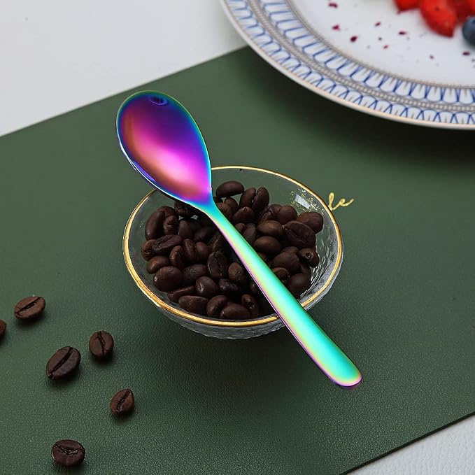 Rainbow Demitasse Espresso Spoons, 5.5'' Mini Coffee Spoons, Stainless Steel - Image 9