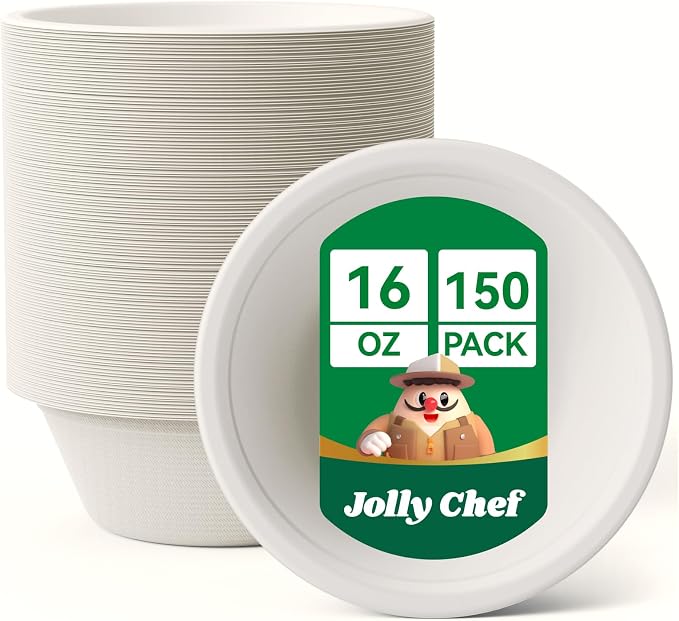 Compostable Disposable Paper Bowl Heavy Duty Soup Containers Biodegradable by JOLLYCHEF