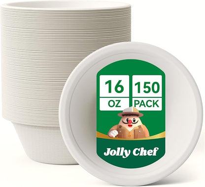 Compostable Disposable Paper Bowl Heavy Duty Soup Containers Biodegradable by JOLLYCHEF