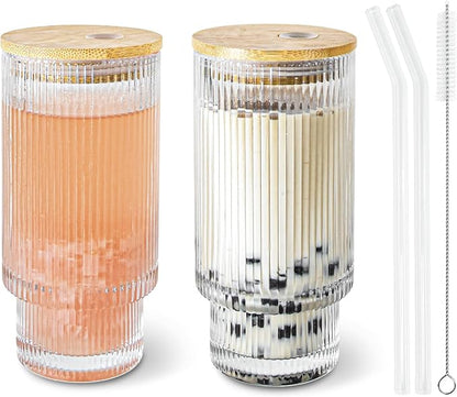 16 oz Ribbed Glass Tumbler by ICESIP