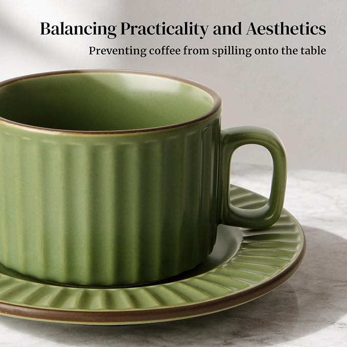DOWAN Cappuccino Cup Set of 4, 8 OZ Ceramic Coffee Cups - Image 6