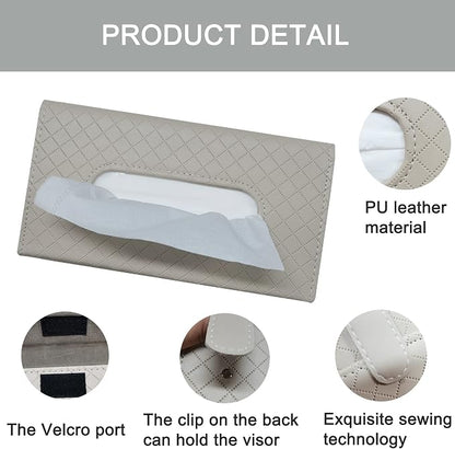 Car Sun Visor Tissue Holder, Car Napkin Holder, Premium PU Leather, Mask Holder - Image 5