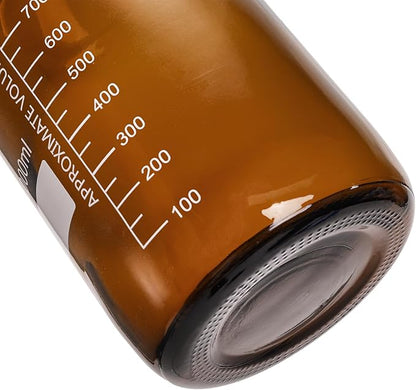 Yopay 4 Pack Media Storage Bottles, 1000 ml Amber Borosilicate Glass Graduated Bottles, Brown Leak Proof Round Scientific Container for Labs Water Reagent Liquids Classrooms or Home Use