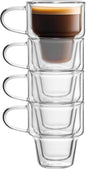 NIRA.Z 4 Pack Double Wall Glass Coffee Mugs 12 OZ Insulated Espresso Cups by NIRAZ