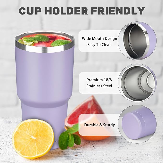 30 oz Tumbler with Lids and Straws, Stainless Steel Insulated Coffee Tumbler - Image 3