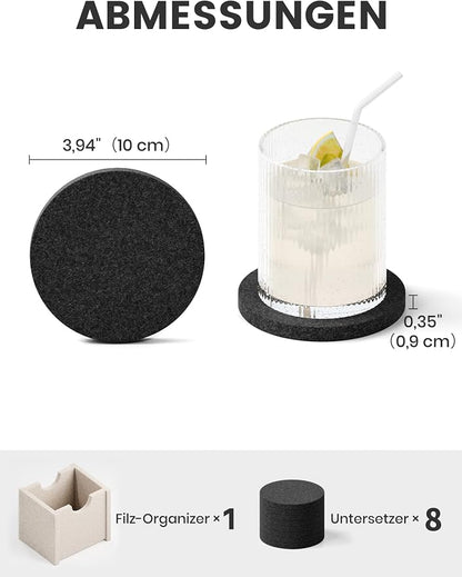 Fluxynara Felt Coasters with Holder, Heat-Resistant & Reusable - Image 2