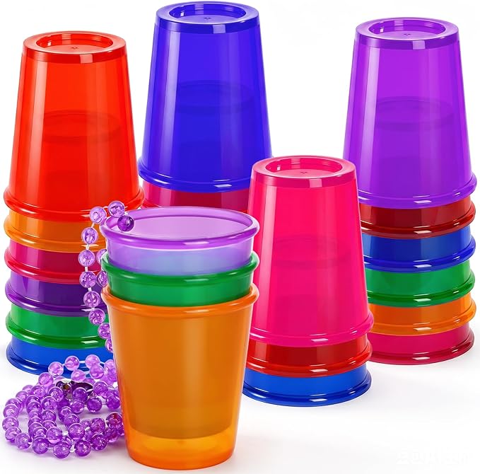 Cididu 24 Pack Shot Glass Necklaces Cups Glow in The Dark, Plastic Reusable - Image 9
