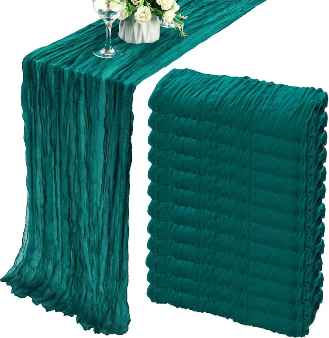 12 Pack 10Ft Cheesecloth Table Runner 35x120 Inch Boho Gauze Table Runner by Fivenl