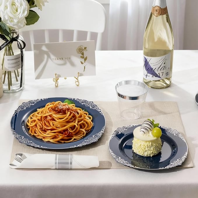 Bestluck 350PCS Navy Blue Disposable Dinnerware - Image 4