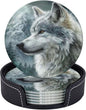 6 Pack Wolf Moutain Leather Coasters by GTEVUTS