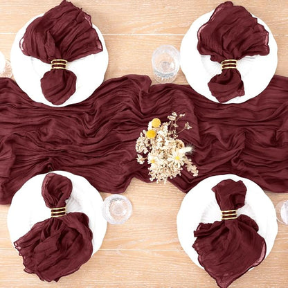 8 Pack Burgundy Cheesecloth Table Runner 10ft Sheer Gauze Events Decor | - Image 7