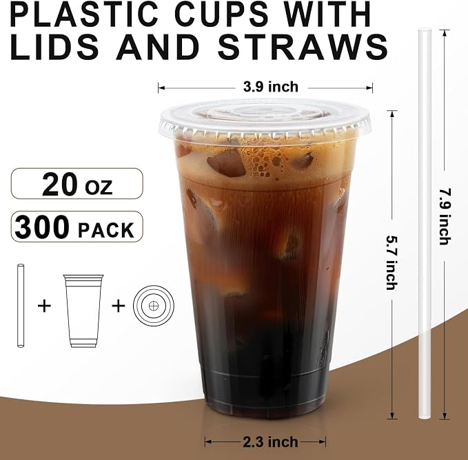 Lamosi 300 Pack 20 oz Plastic Coffee Cups - Image 2