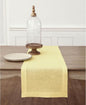 Solino Home Linen Yellow Table Runner 156 Inches Long - 100% Pure Linen Extra Long Table Runner 14 x 156 Inch for Valentines, Spring, Easter - Classic Hemstitch