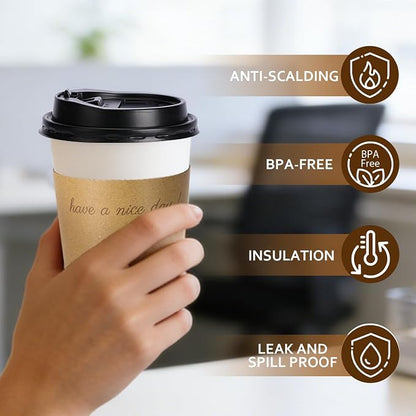 BYSNOW 16 oz 50 pack Disposable Coffee Cups - Image 3