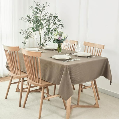 maxmill Square Tablecloth Weaved Texture Stain Resistant Waterproof Wrinkle Resistant Washable Soft Table Cloth, Decorative Fabric Table Cover for Dining Room Dinner and Parties, 52 x 52 Inch, Brown