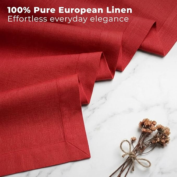 Classic Linen™ by D'Moksha Racing Red Table Runner 120 Inches Long, 100% Pure - Image 2
