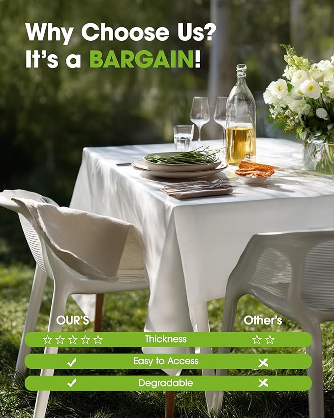 Pureegg Plastic Table Cloth Disposable 12 Pack, 54 x 108 Inch Table Cloths - Image 6