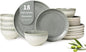 Ceramic Dinnerware Sets for 6, 18 Pieces Stoneware Plates and Bowls Sets by Pokini