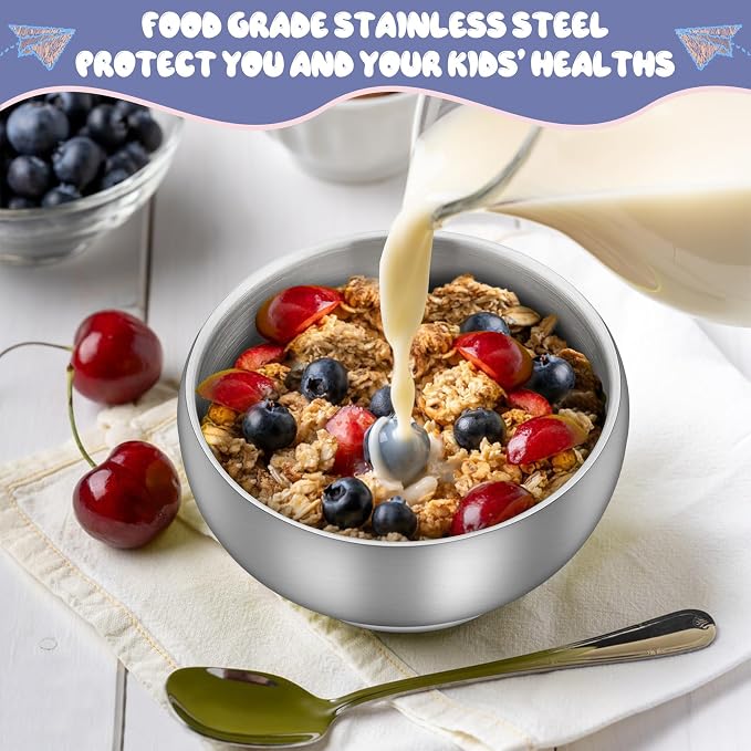 TeamFar Stainless Steel Bowls for Kids, 12oz Baby Toddler Bowls Set of 4 | - Image 6