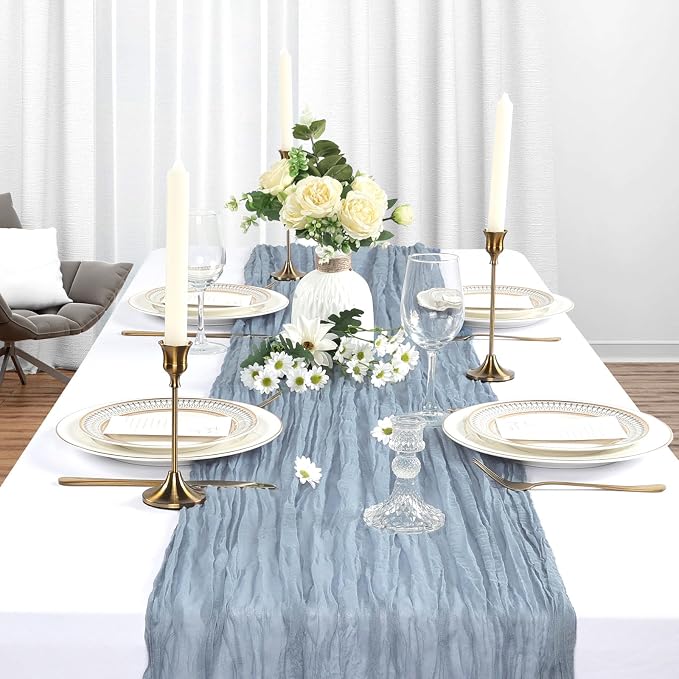 6 Pack Dusty Blue Cheesecloth Table Runner 10Ft Gauze Cheese Cloth Table Runner - Image 3
