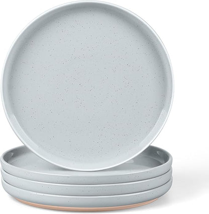 LIANYU Stoneware Dinner Plates Set of 4, 10.5’’ Large Round Ceramic Plates, Dessert Serving Dishes Set for Kitchen Dining, Oven, Microwave & Dishwasher Safe, Scratch Resistant, Glacier Gray