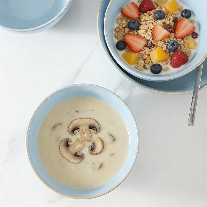 Cereal Bowls, 24 oz Ceramic Bowls Set of 4, Stoneware Bowl Set - Image 6
