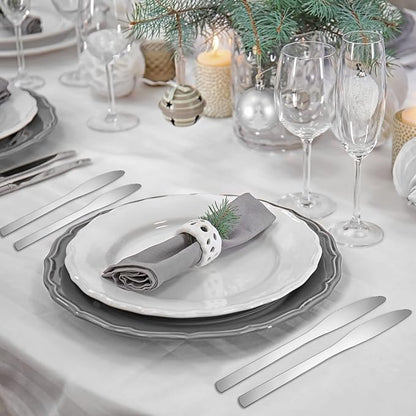 Therwen 64 Pieces Dinner Knives Set Stainless Steel Knife 8.43 Inches Silver - Image 6