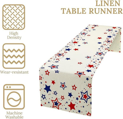4th of July Table Runner, American Stars Patriotic Independence Day Table Runner - Image 4