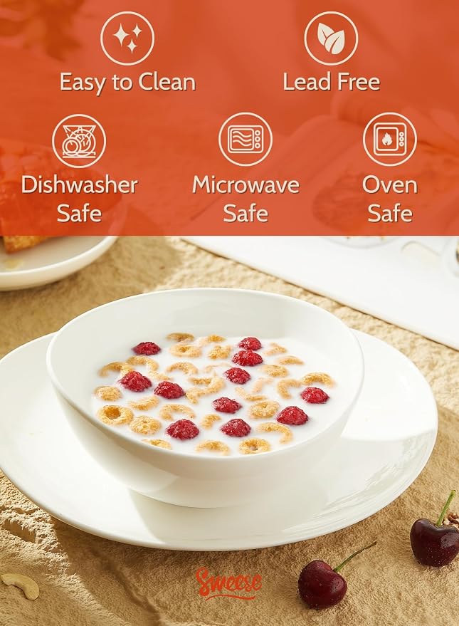 Sweese 28 oz Large White Porcelain Bowls - Image 3