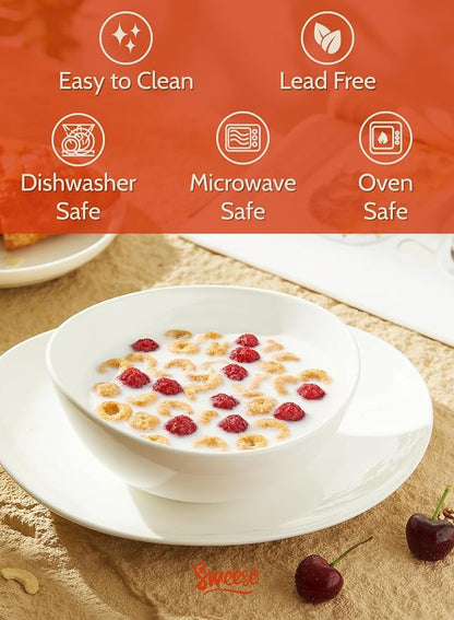 Sweese 28 oz Large White Porcelain Bowls - Image 3