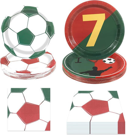180Pcs Soccer Party Supplies Paper Plates and Napkins Serve 60 | Disposable by Hpscdyo